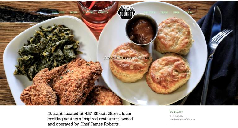 Restaurant Website - Southern Cuisine Toutant
